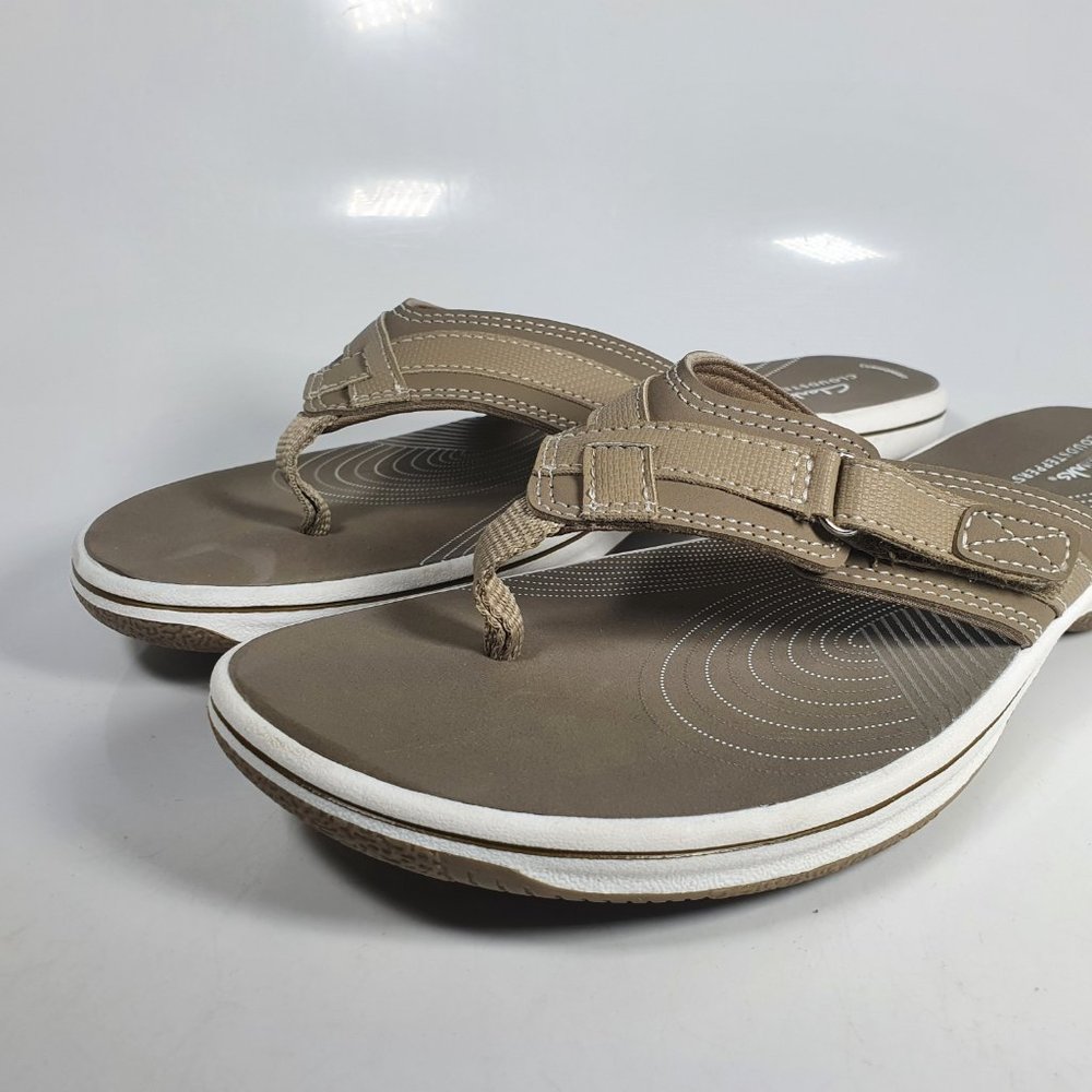CLARKS Women's Breeze Sea [Taupe] Casual Synthetic Flip Flops Size 10 US NWOT